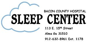 Ad that says Bacon County Hospital Sleep Center
113 E. 15th Street 
Alma GA 3510
912-632-8961 Ext. 1178